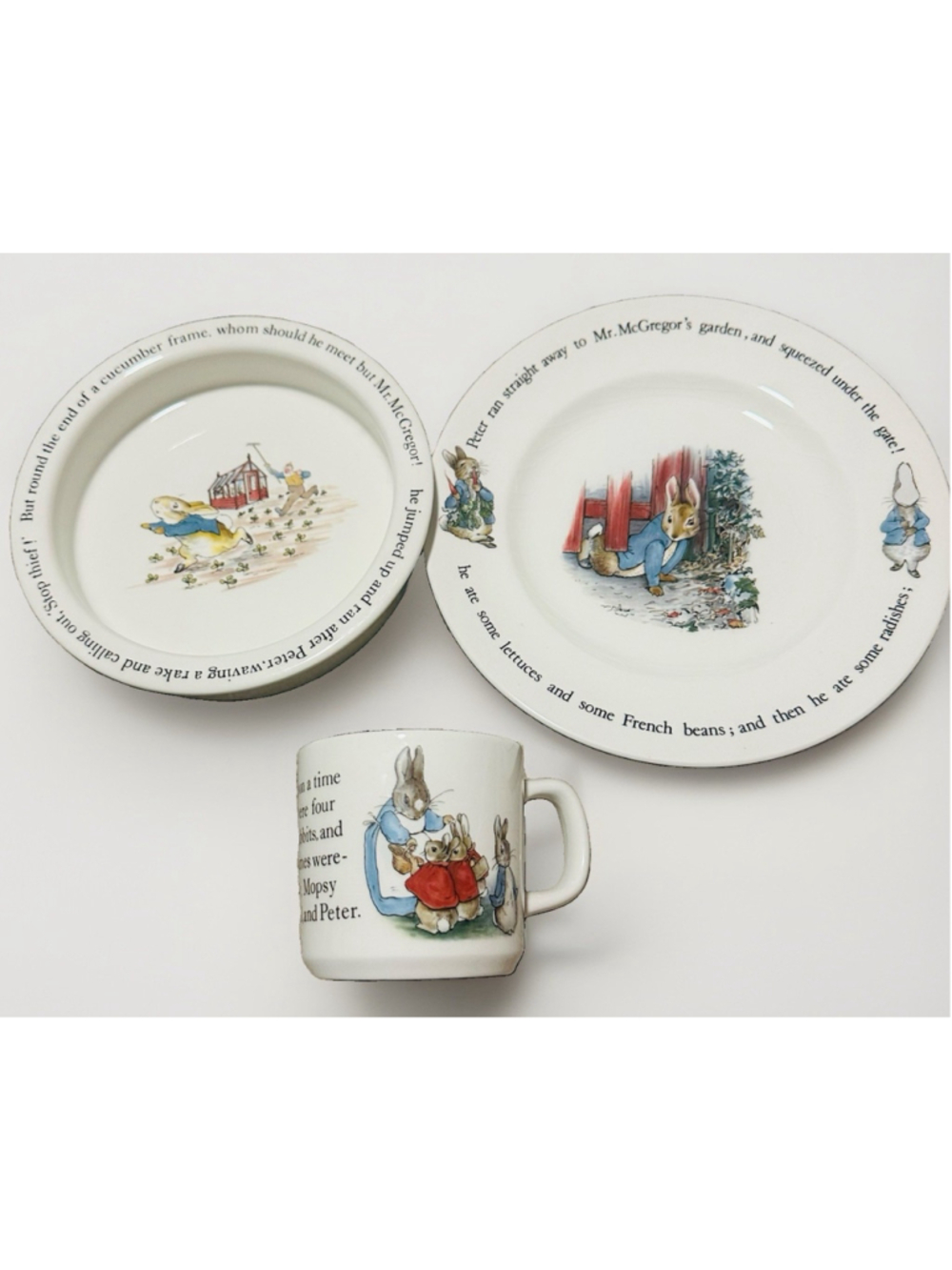 Beatrix Potter Peter Rabbit 3 Piece Nursery Set by Wedgwood Mug, Plate & Bowl